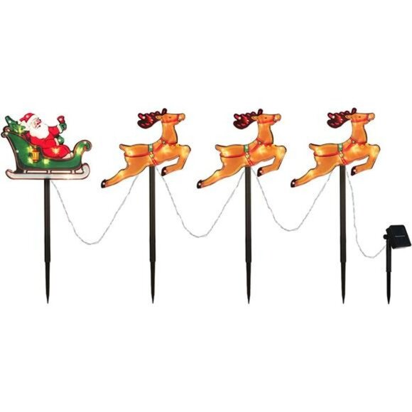 4-Piece Reindeer Set Christmas Pathway Lights, Solar Powered LED - Picture 2 of 6